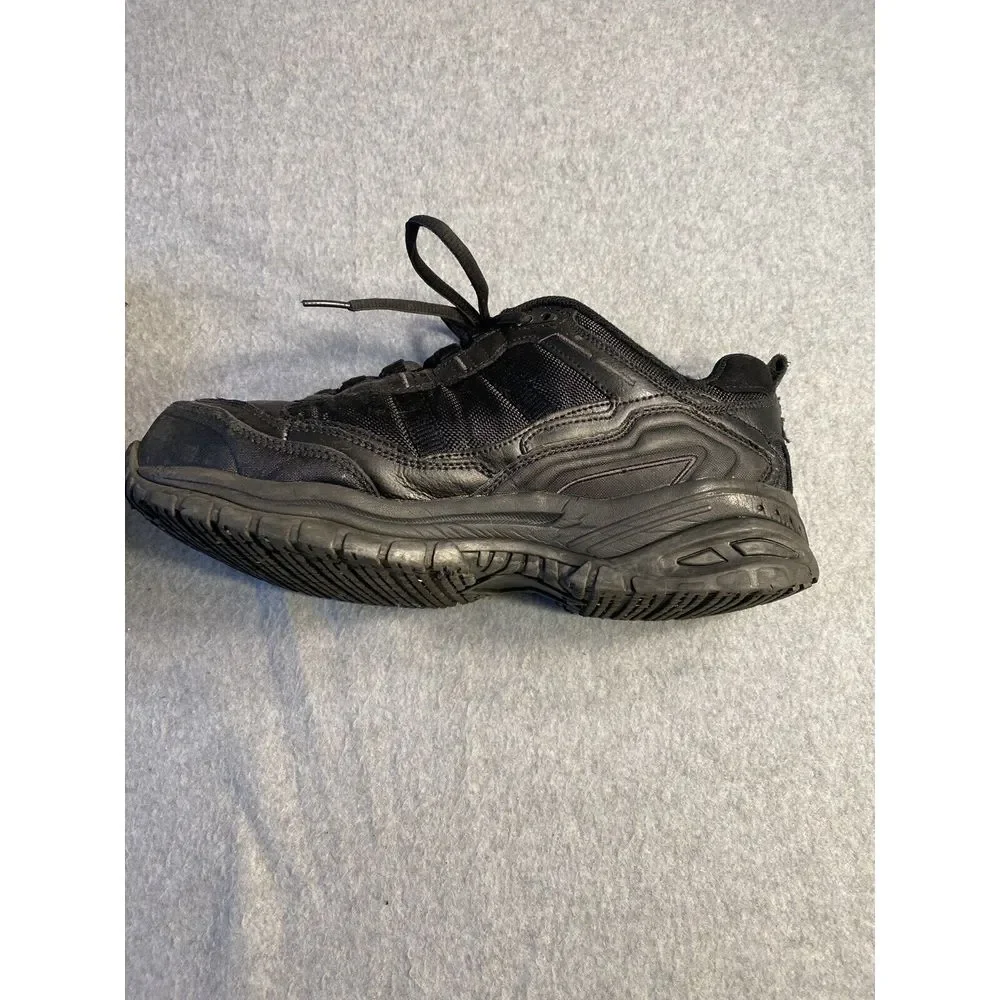 Black PU leather‎ relaxed fit men work safety steel toe shoes size 7 Skechers